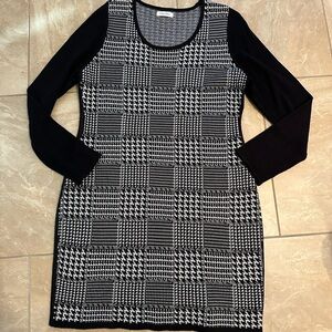 Calvin Cline Black and White Houndstooth Dress sweater size XL